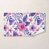 手色彩の鮮やか紫の花 バスタオルセット (ハンドタオル)