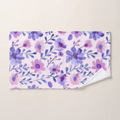 手色彩の鮮やか紫の花 バスタオルセット (ハンドタオル)