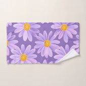 手色彩の鮮やか紫デイジー花 バスタオルセット (ハンドタオル)