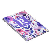 手色彩の鮮やか紫花モノグラパーソナライズされたム ノートブック (右側)