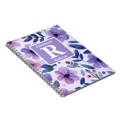 手色彩の鮮やか紫花モノグラパーソナライズされたム ノートブック (右側)