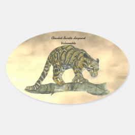 手色彩の鮮やか絶滅危険性ヒョウ 楕円形シール