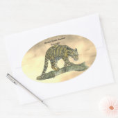 手色彩の鮮やか絶滅危険性ヒョウ 楕円形シール (封筒)