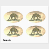 手色彩の鮮やか絶滅危険性ヒョウ 楕円形シール (シート)