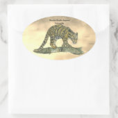 手色彩の鮮やか絶滅危険性ヒョウ 楕円形シール (バッグ)