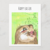 手色彩の鮮やか茶水の色のイースターバニー ポストカード (正面)