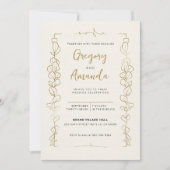 手色彩の鮮やか葉フレーム結婚 招待状 (正面)