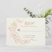 手色彩の鮮やか葉金ゴールドフレームRSVP 招待状 (スタンド正面)