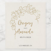 手色彩の鮮やか葉金ゴールド ワインラベル (シングルラベル)