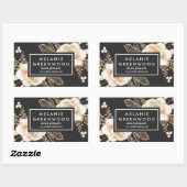 手色彩の鮮やか金ゴールド色彩の鮮やか花業 長方形シール (シート)