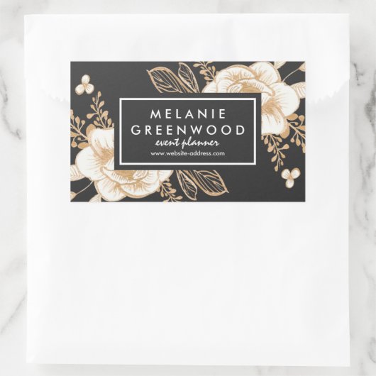 手色彩の鮮やか金ゴールド色彩の鮮やか花業 長方形シール (バッグ)