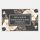 手色彩の鮮やか金ゴールド色彩の鮮やか花業 長方形シール (正面)