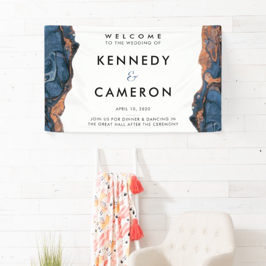 手色彩の鮮やか青大理石の入り口のバ結婚ナー 横断幕 (インサイチュ)