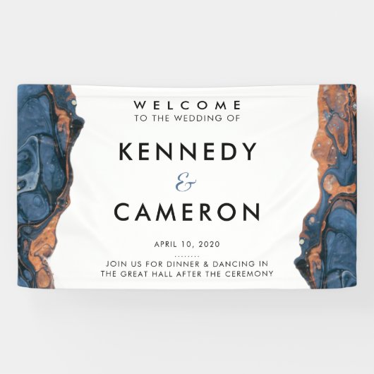 手色彩の鮮やか青大理石の入り口のバ結婚ナー 横断幕 (横)