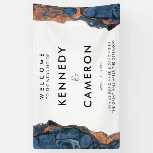 手色彩の鮮やか青大理石の入り口のバ結婚ナー 横断幕 (縦)