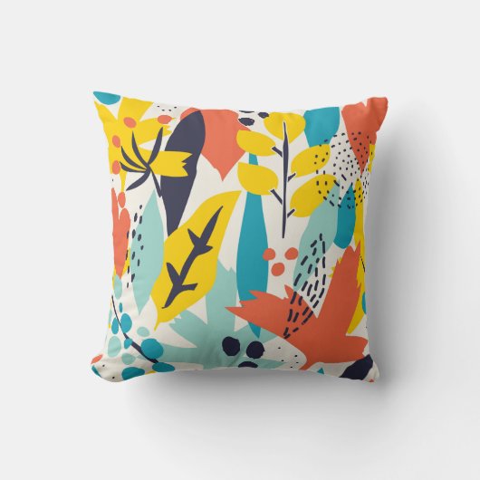 手花とリー絵を描アの継ぎ目のない模様 クッション (正面)