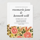 手花絵を描結婚式招待状 招待状 (正面/裏面)