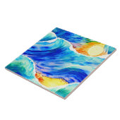 手芸術的引き海熱狂する波スカンジナビア タイル (側面)