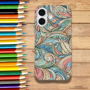 手芸術的引き自然抽象芸術クール iPhone 16ケース