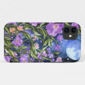 手芸術的色彩の鮮やかナイトガーデン満月ブルー Case-Mate iPhoneケース (裏面(横))