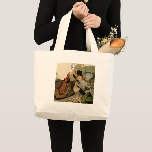 手荒いグロウズオードボンゲームバード ラージトートバッグ (正面(商品))