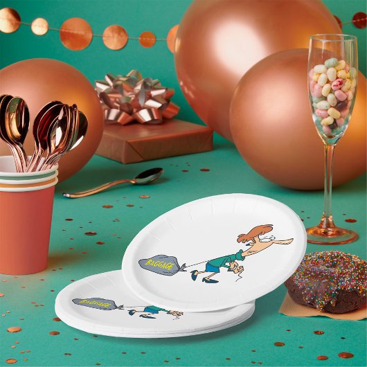 手荷物引揚げ女性 ペーパープレート