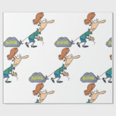 手荷物引揚げ女性 ラッピングペーパー (フラット)