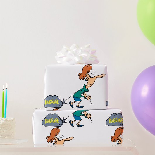 手荷物引揚げ女性 ラッピングペーパー