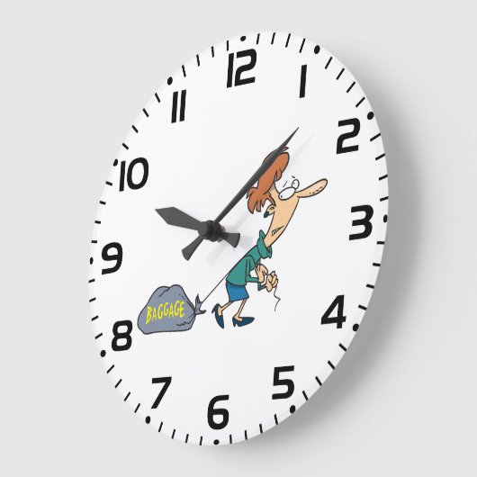 手荷物引揚げ女性 ラージ壁時計 (傾斜)