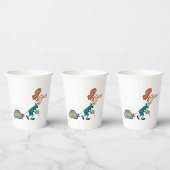 手荷物引揚げ女性 紙コップ