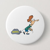 手荷物引揚げ女性 缶バッジ (正面)