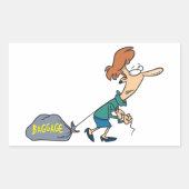 手荷物引揚げ女性 長方形シール (正面)