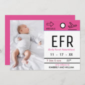 手荷物預かりチケットカウトベビーガール誕生 案内状 (正面/裏面)