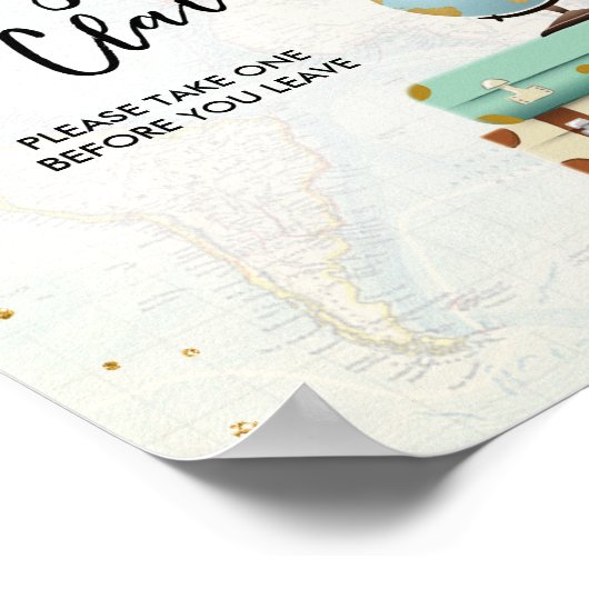 手荷物預かり証お気に入り恋しく思に向けの旅行シャワー ポスター (角)