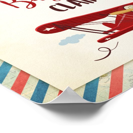 手荷物預かり証札飛行機誕生日男の赤ちゃん ポスター (角)