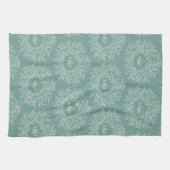 手葉描モノグラム結婚グリーン キッチンタオル (横)