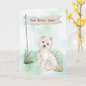 手術から回復中の犬にエールを カード (黄色い花)