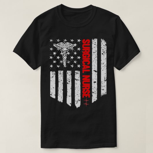 手術ナース米国国旗RN登録ナースG Tシャツ (デザイン正面)