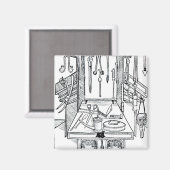 手術台と手術用楽器、'Da マグネット (正面/裏面)