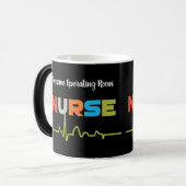 手術室ナース素晴らしおもしろい文字黒マグカップ モーフィングマグカップ (正面左)