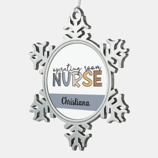 手術室パーソナライズされたナース又はナース スノーフレークピューターオーナメント (右)