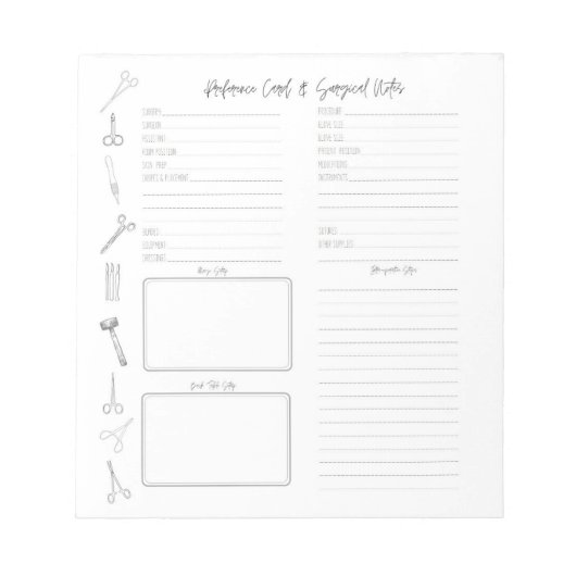 手術技術設定カードノート ノートパッド (正面)