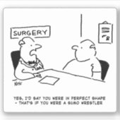 手術漫画の医師と患者。 シール (正面)