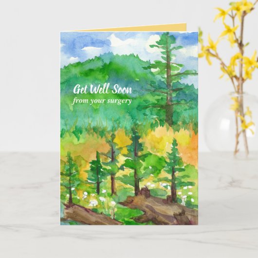 手術用の山の木々から早く元気になる カード (黄色い花)
