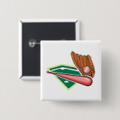 手袋が付いているピンクのこうもり及び球 缶バッジ (正面&裏面)