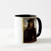 手袋が付いている青年、1514年のポートレート(窓ガラスの油 マグカップ (正面右)