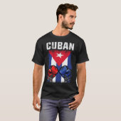 手袋とキューバボクシングの旗を持つキューバ国旗のシャツ Tシャツ (正面フル)