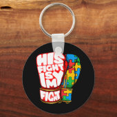 手袋と戦って、彼の戦いは私の戦い。自閉症あわ キーホルダー (正面)