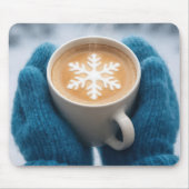 手袋と雪の結晶と冬のコーヒー マウスパッド (正面)