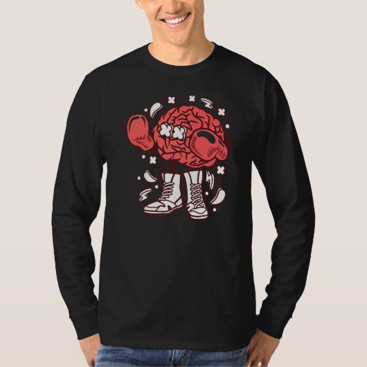 手袋と靴Mを備えたボクサー脳戦闘機ボクシング Tシャツ (正面)